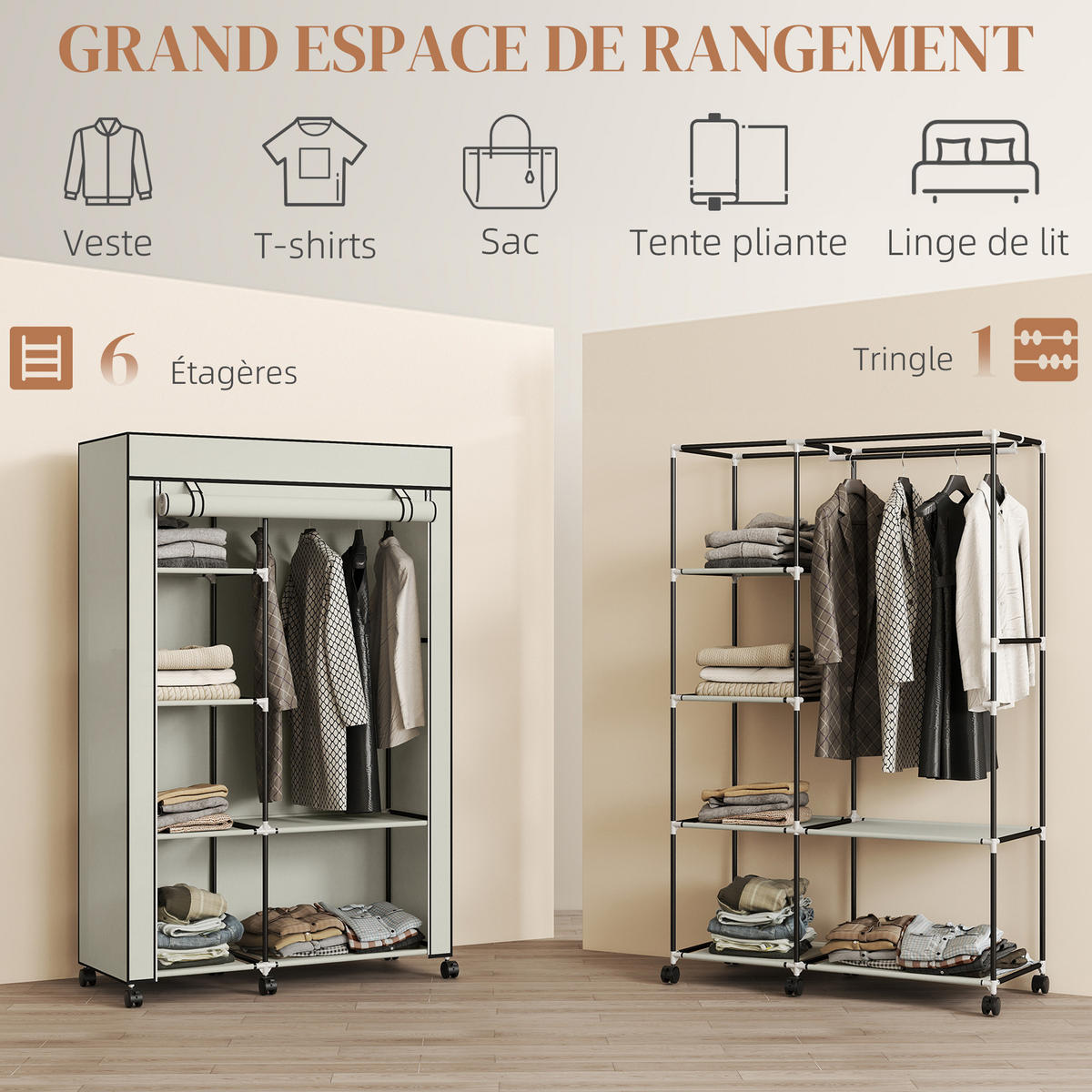 STOFFSCHRANK weiß 1 Stück - Weiß, Metall (103/162.5/43cm) - GiPP