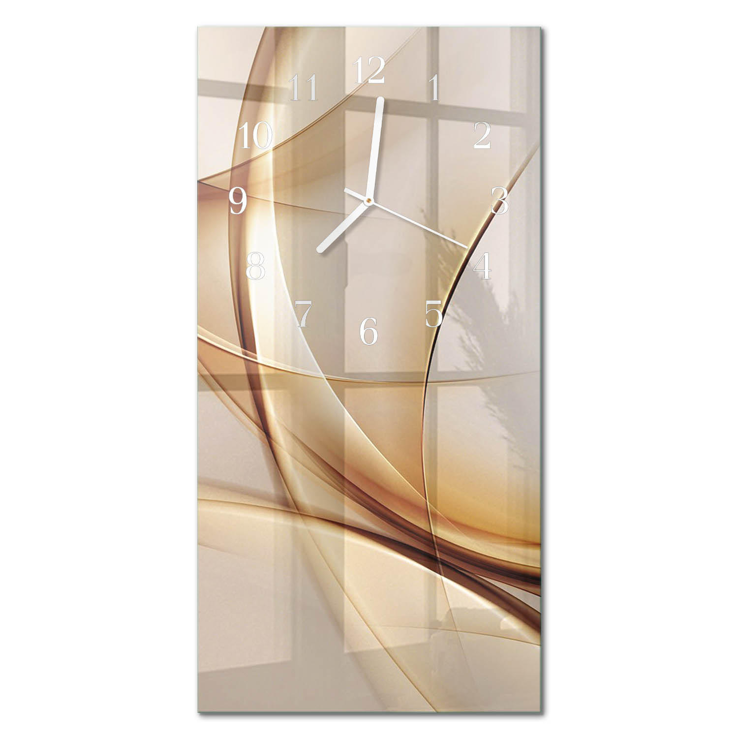 WANDUHR 30x60 cm - Tasse Kaffee - Beige, Glas (30/60/0.4cm) - TULUP