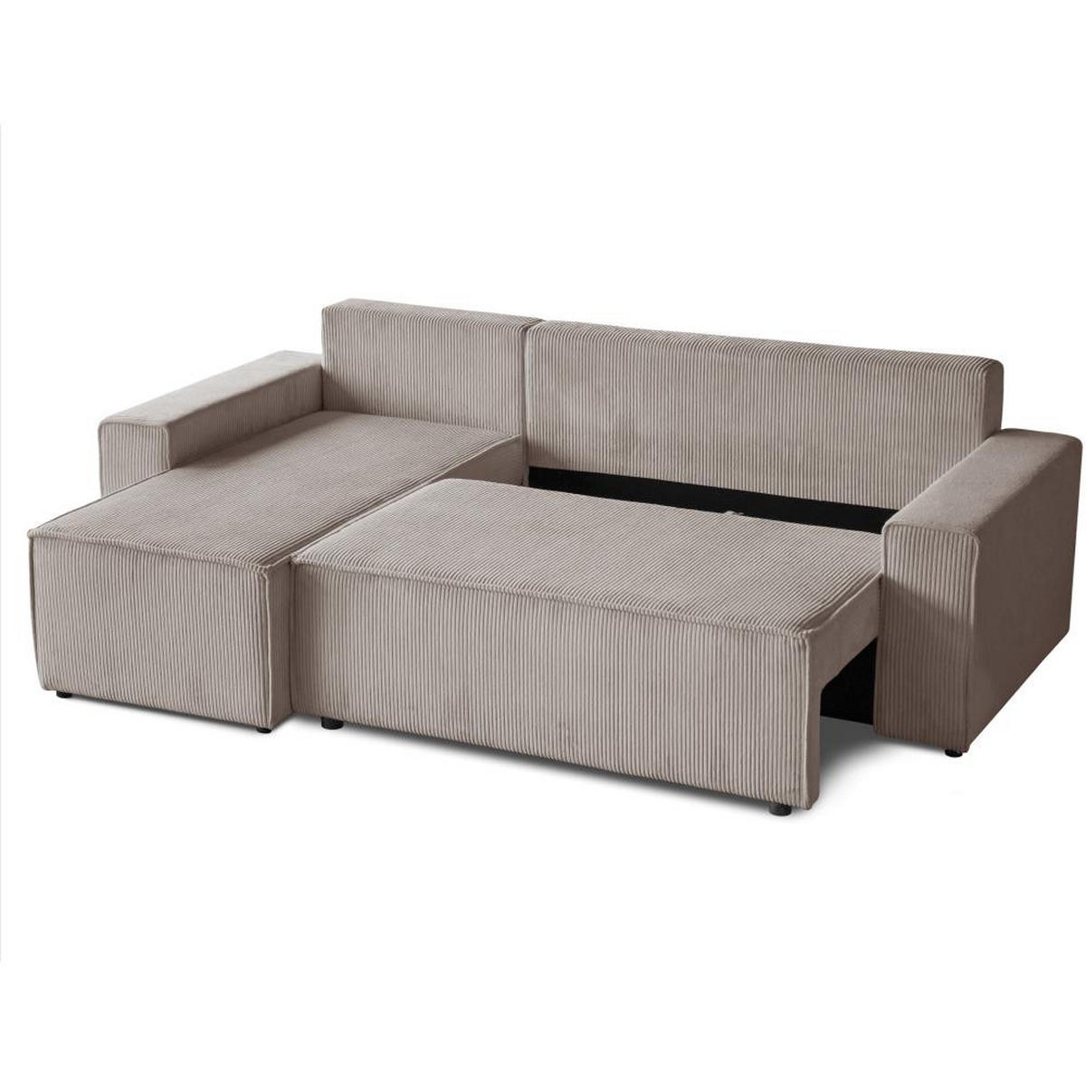 ECKSCHLAFSOFA mit Schlaffunktion Hektor cappuccino - Schwarz/Cappuccino, Kunststoff/Textil (247/152cm) - Beautysofa