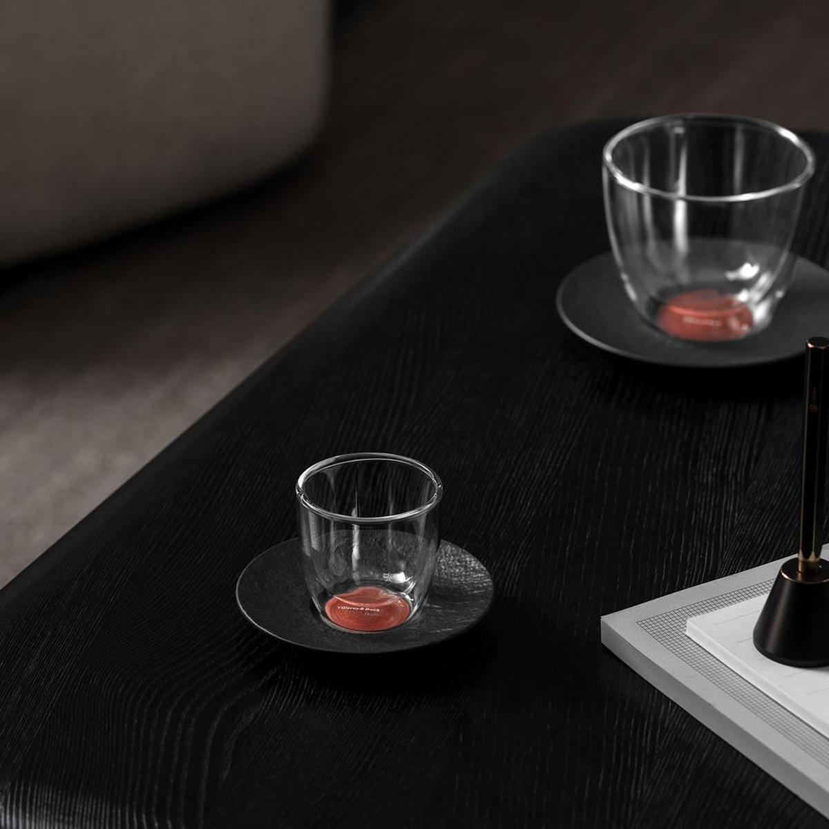 ESPRESSOUNTERTASSEN Manufacture Rock Glow schwarz-kupfer ø 12,1 cm 6er Set - Schwarz/Kupferfarben, Keramik (12.1cm) - Villeroy & Boch