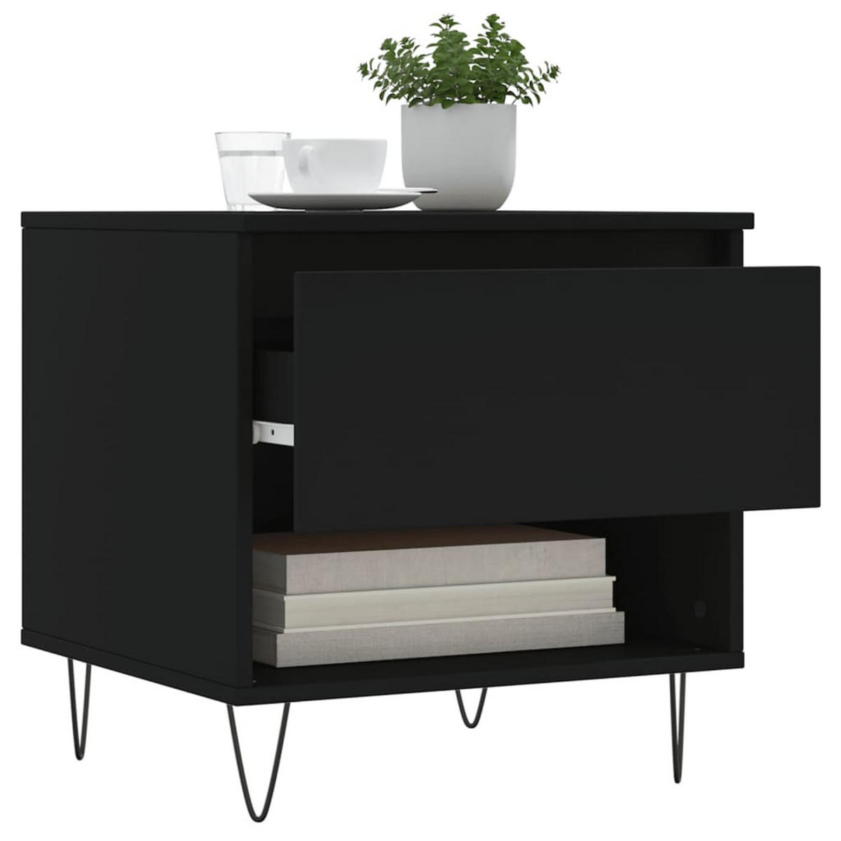 COUCHTISCHE 2 Stk. Schwarz 50x46x50 cm Holzwerkstoff - Schwarz, Holzwerkstoff (50/46/50cm) - furnicato