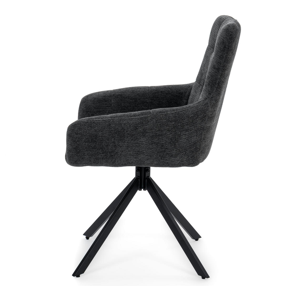 STUHL FUNO drehbar gepolsterter mit Steppung - graphit - Chenille - Dunkelgrau/Schwarz, Textil/Metall (58/87/60cm) - NEW HOME