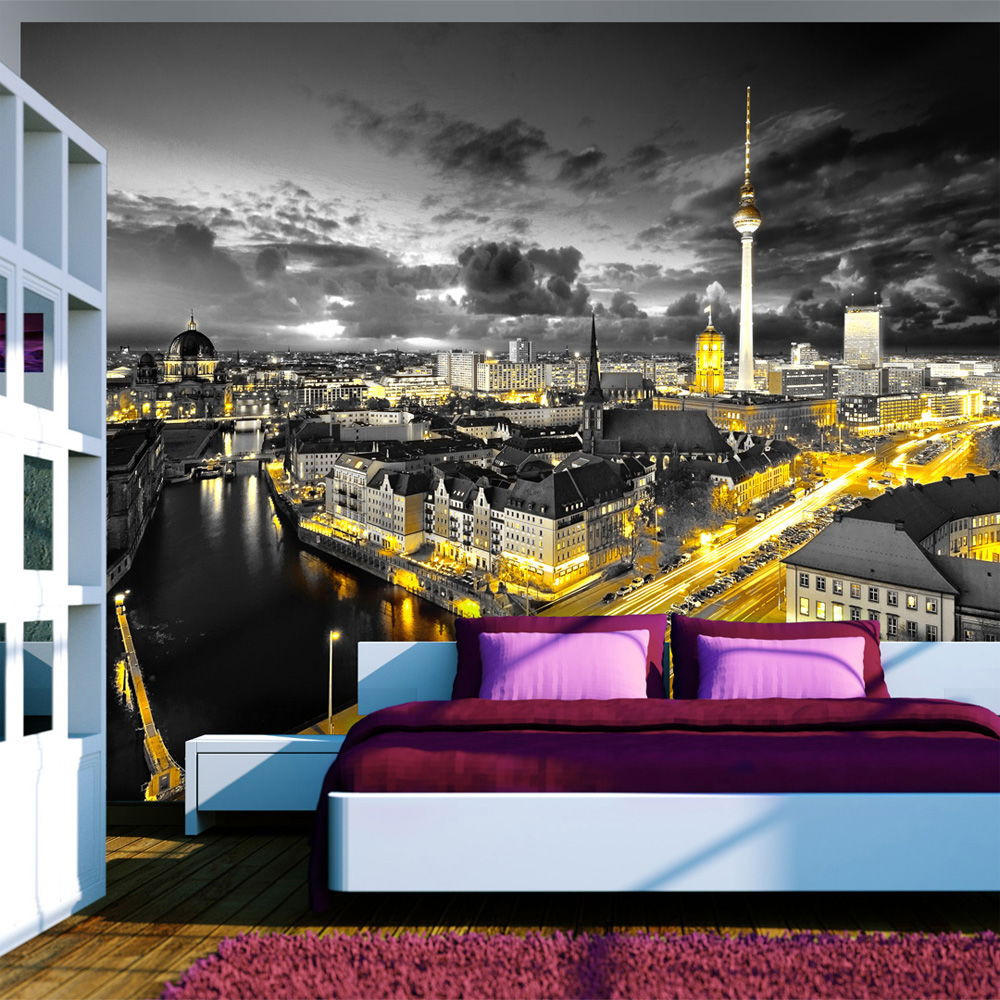 VLIESTAPETE Schwarz-Weiß 300/210 cm - Goldfarben/Schwarz, Textil (300/1cm) - KUNSTLOFT