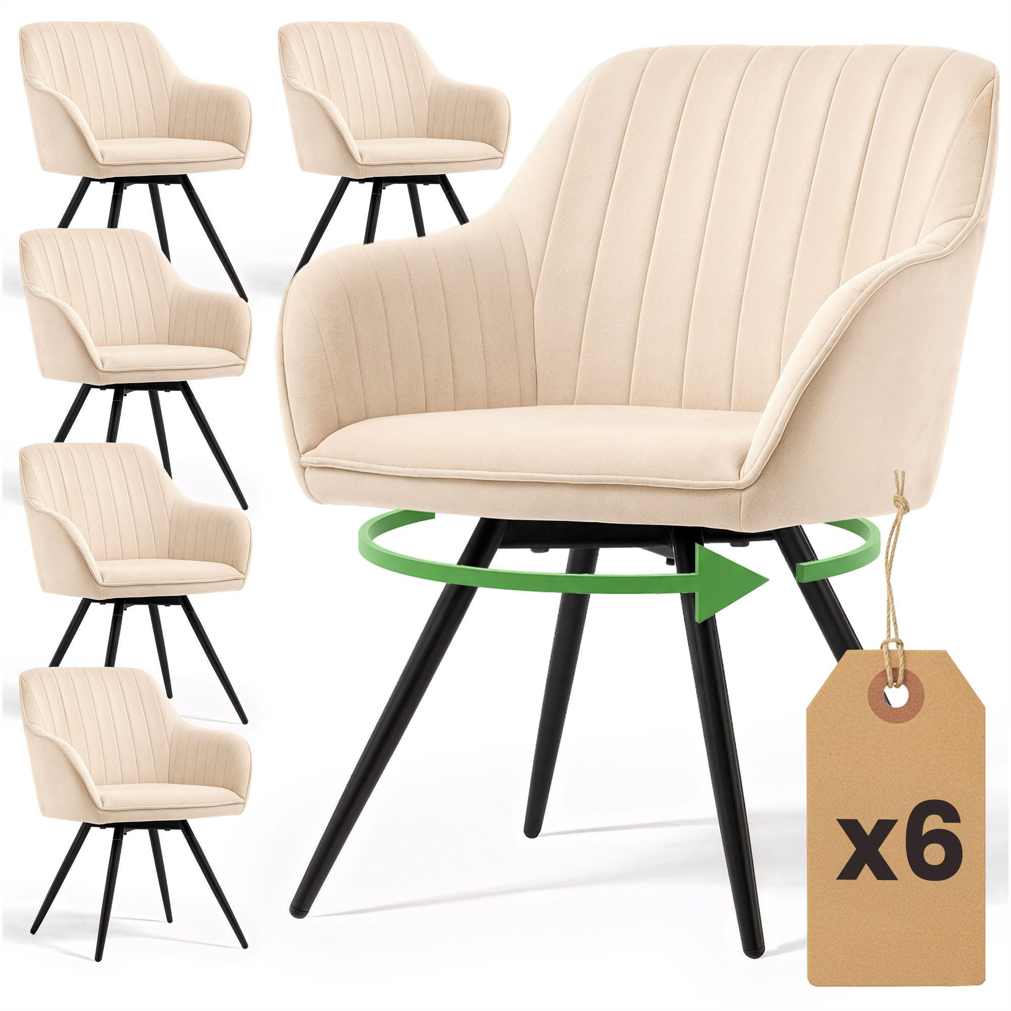 DREHSTUHL 4er-SET Beige, Schwarz 55/83/58 - Beige/Schwarz, Textil (55/83/58cm) - RAUMHIRSCH FURNITURE