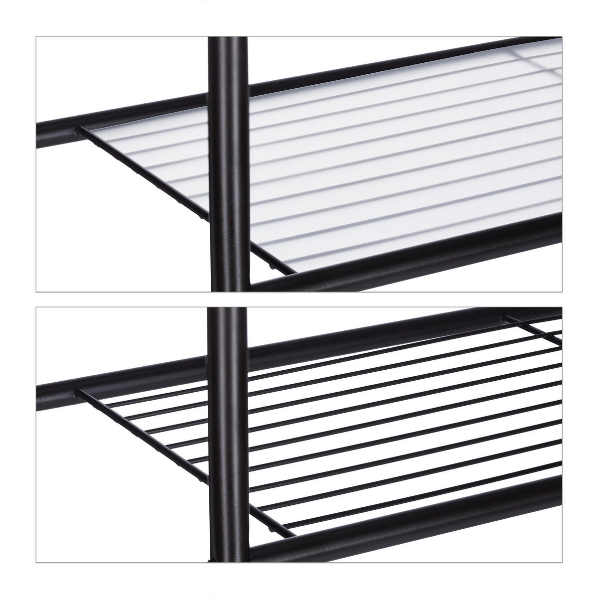 NADSTAVBOVÁ polica - čierna, kov/plast (58/165/25cm) - Relaxdays