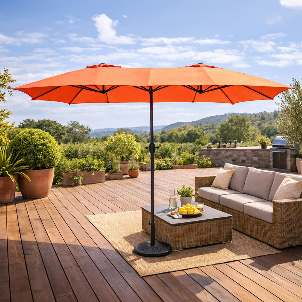 SONNENSCHIRM Venice Terrakotta Oval 27 x 46 cm Doppelter - Terracotta, Metall (460/270cm) - Concept Usine