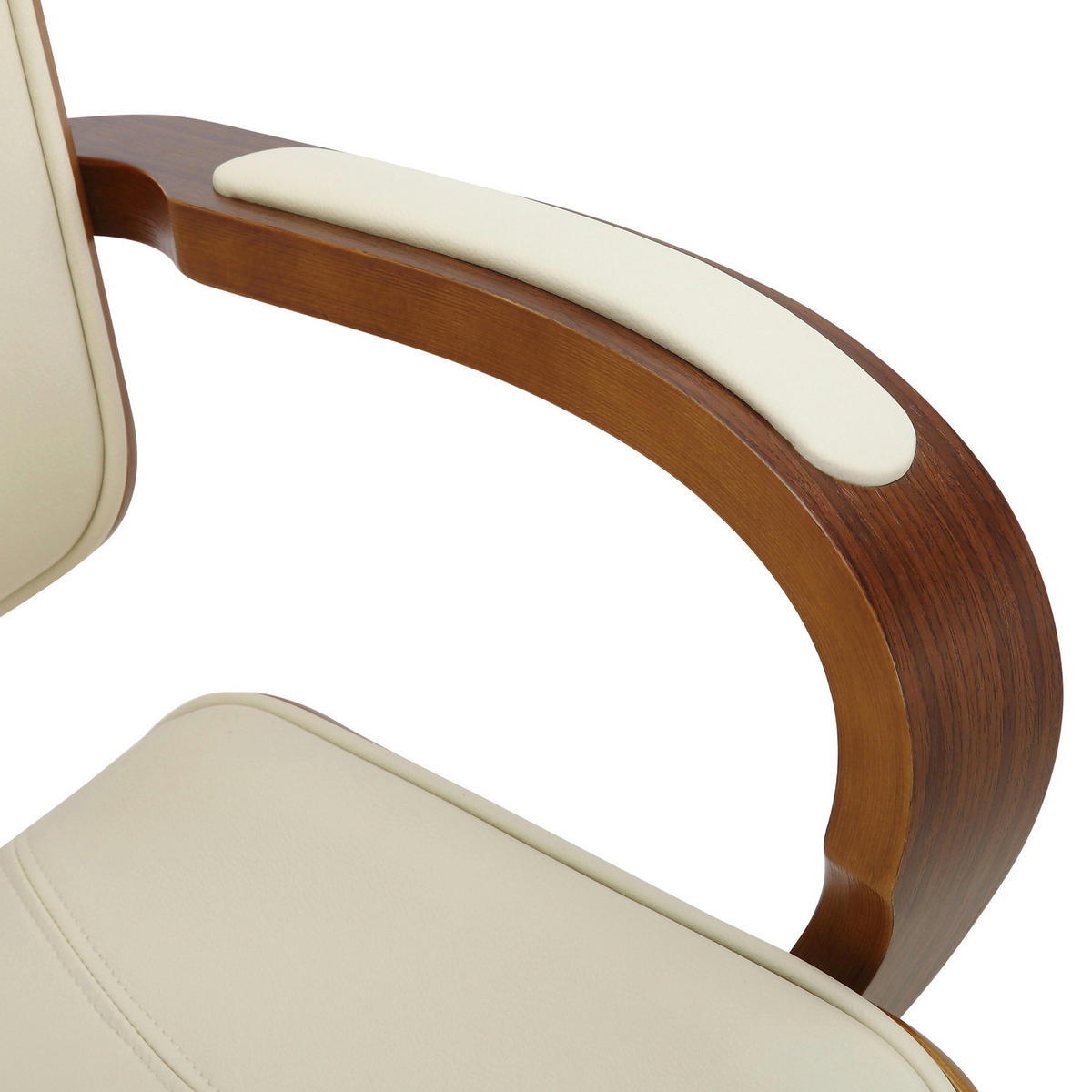 BÜROSTUHL Daytona, Walnuss/Creme - Creme, Textil/Metall (70/125/70cm) - TPFLiving