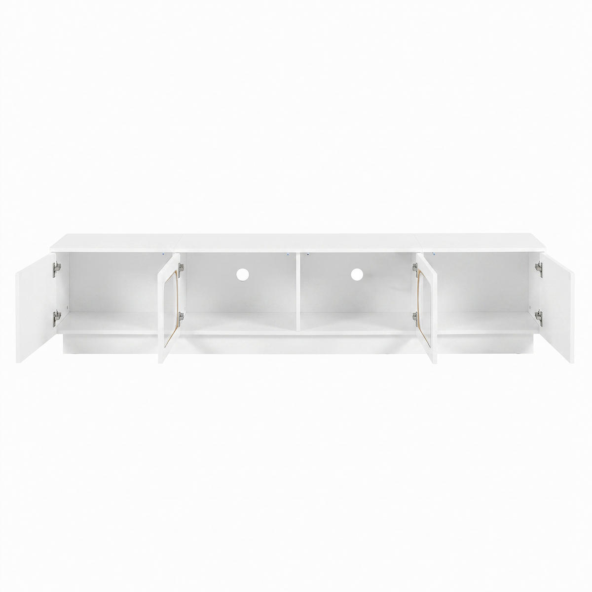 LOWBOARD DE-40167 mit LED-Beleuchtung und Glastüren Weiß - Weiß, Holzwerkstoff (200/42/40cm) - ComfortXL