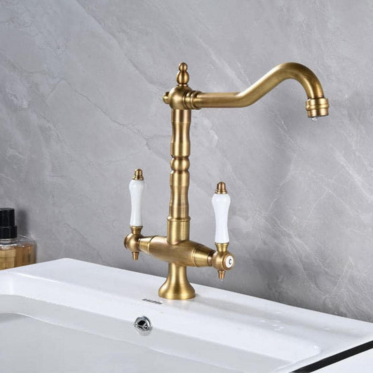 BADEZIMMERARMATUR， Messing europäischen Stil, 39 x 25 x 6,5 cm - Goldfarben, Metall (39/6.5/25cm) - Vallsero
