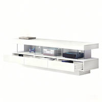 LOWBOARD 160/38/50.5 cm Weiß aus Spanplatte mit Hochglanz und LED-Beleuchtung - Weiß, Holzwerkstoff (38/50.5/160cm) - OKMYHOME
