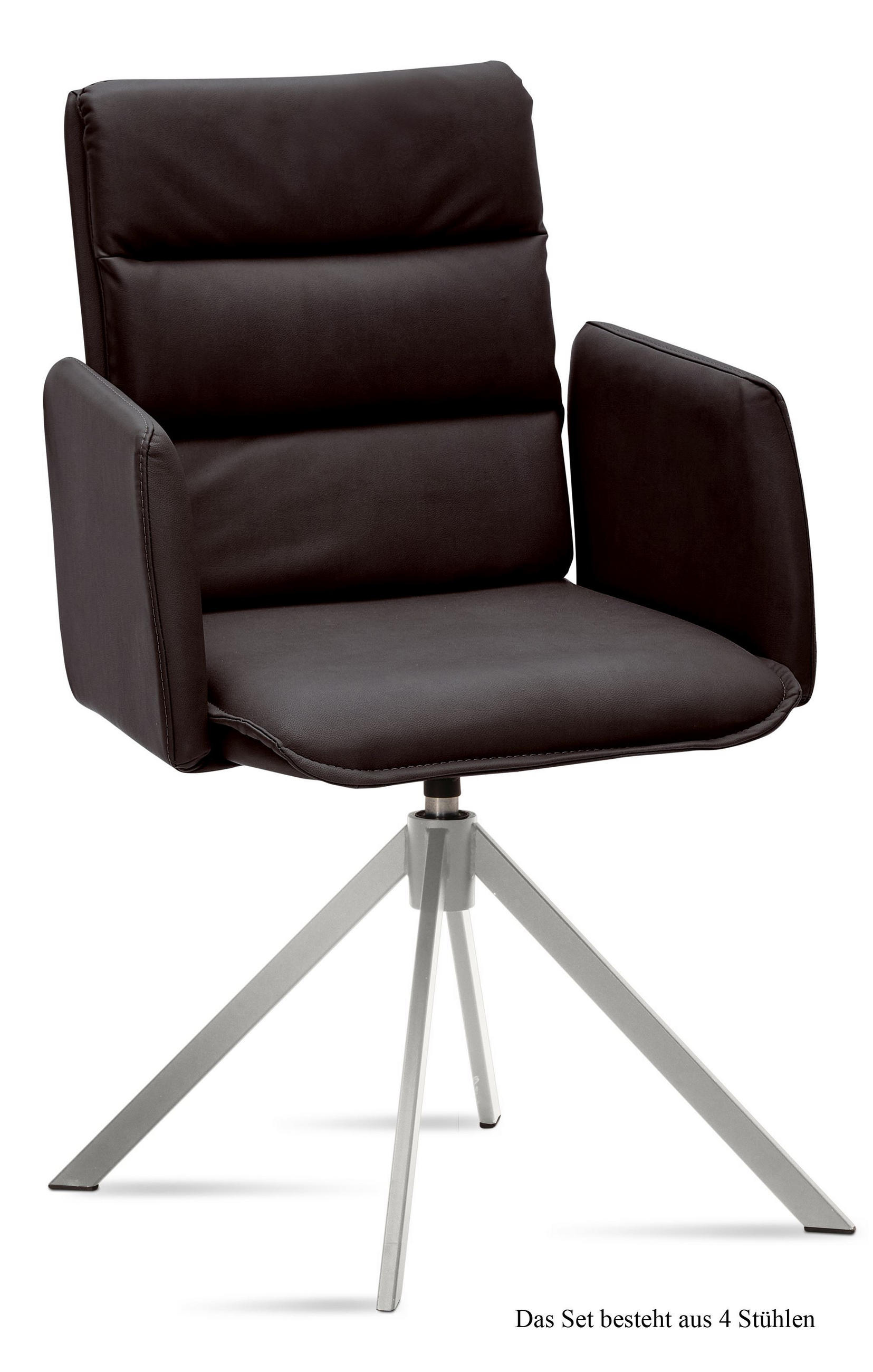ARMLEHNSTUHL drehbar (4er-Set) Dulsea 52x92x60 Edelstahl/Espresso - Edelstahlfarben/Dunkelbraun, Kunststoff (60/92/52cm) - 58aufmkessel