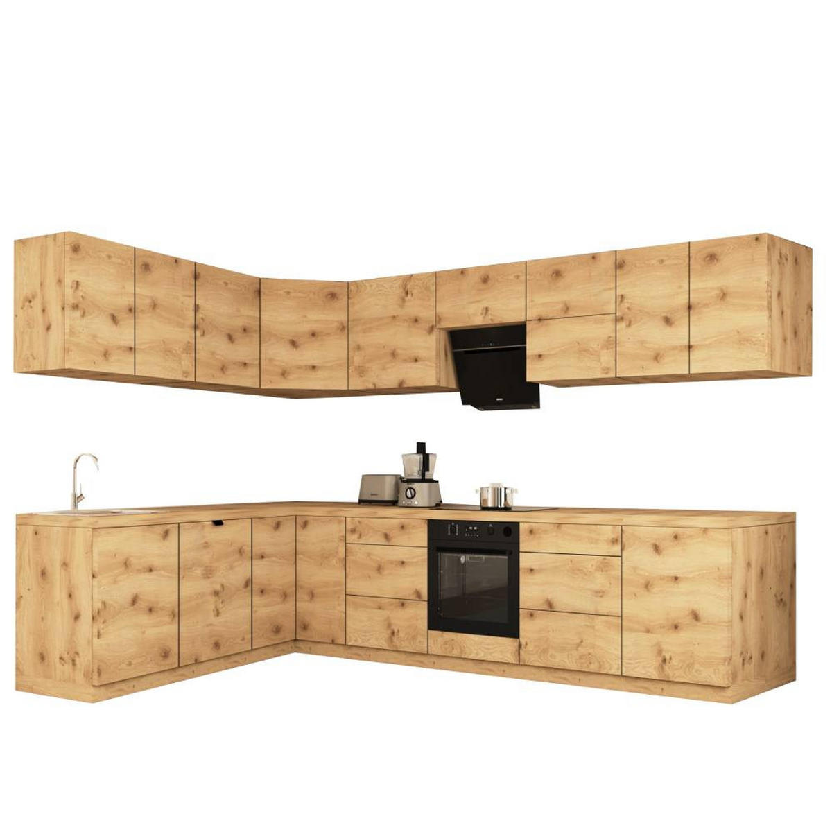 WINKELKÜCHE 320cm x 200cm- Langen KL15-M320 - in Artisan Eiche - Eiche Artisan, Holz (520/212/52cm)