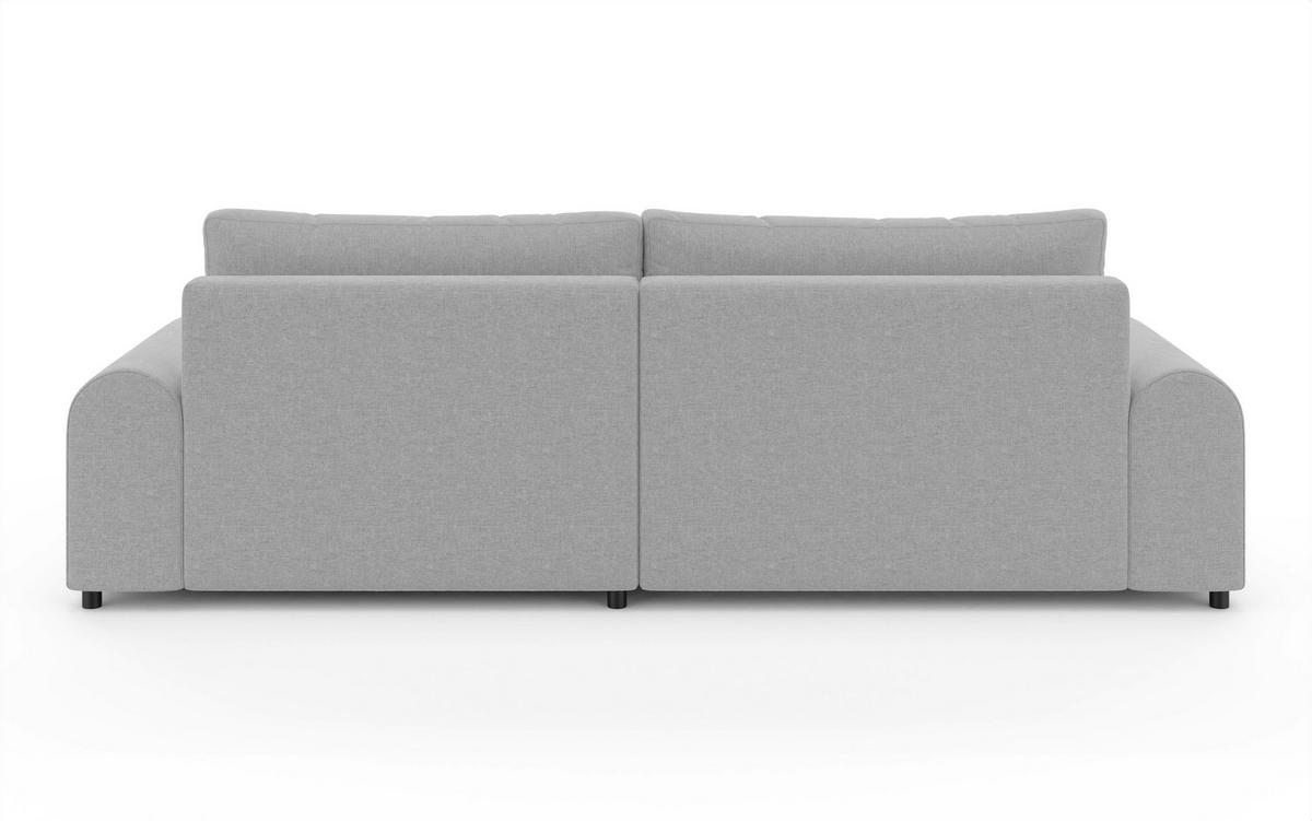 ECKSOFA mit Schlaffunktion, Bettkasten, extrabreite Ottomane rechts, abgerundete Armlehnen, B240/T145/H81 cm, Chenille Hellgrau / 21025 - Hellgrau/Schwarz, Kunststoff/Textil (240/145cm) - luma-home