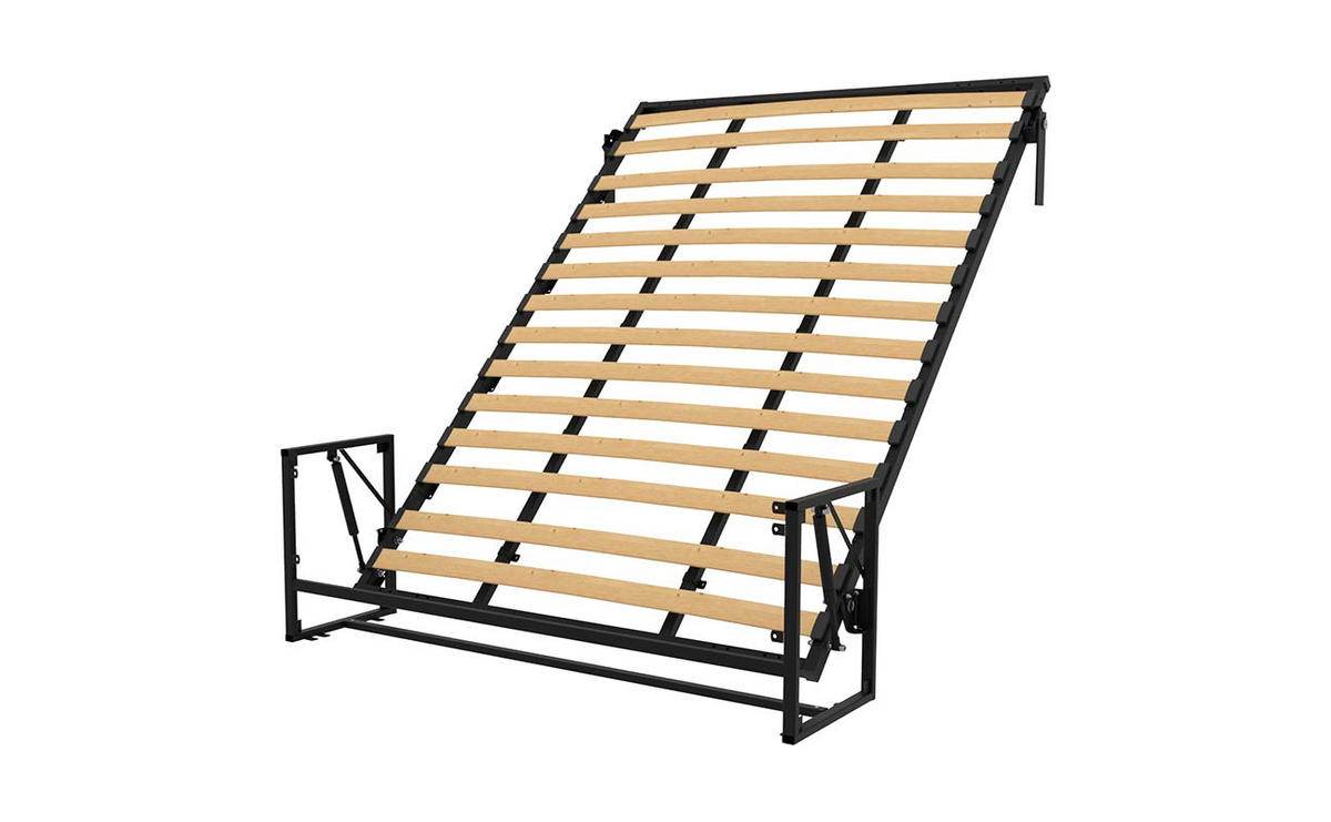 WANDBETT Morphy Classik Modulares SizeFlex- und TypeFlex-System - 140x200 Vertikal - Schwarz, Holz/Metall (140/200cm) - WallBedKing