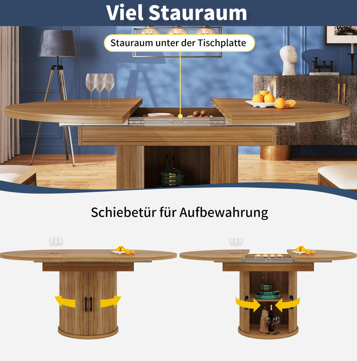 ESSTISCH 118/158/118 cm in Walnussoptik ausziehbar mit Stauraum - Braun, Holzwerkstoff (118/118/76.8cm) - Flora Grace