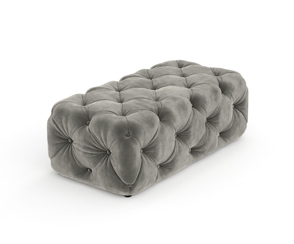 POUF Cosimo Grau Samtstoff - Schwarz/Grau, Holz/Holzwerkstoff (130/39/65cm) - Maison de Reve