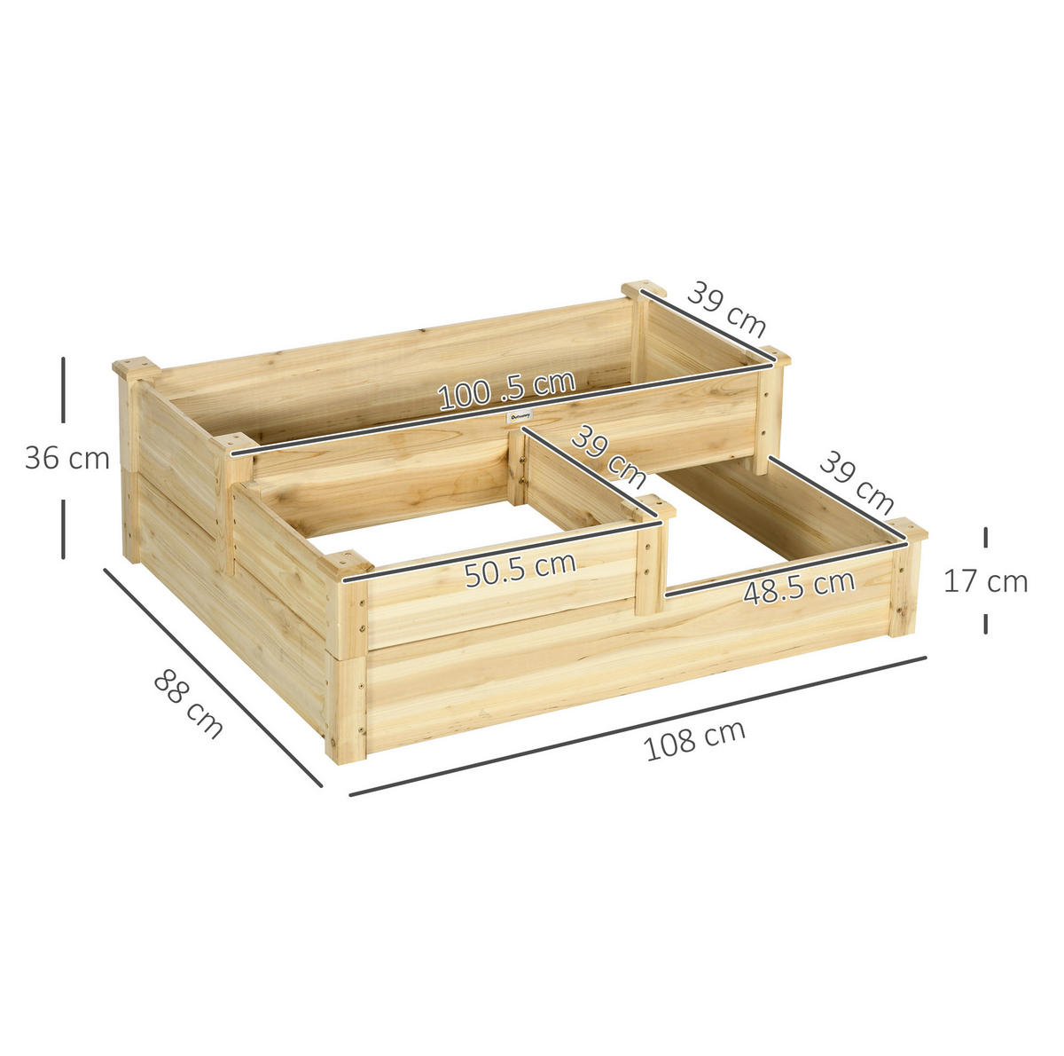 BLUMENKASTEN aus Tannenholz 108x88x36 cm in Natur - Naturfarben, Holz (88/36/108cm) - Modfu