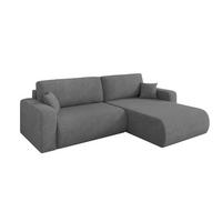 ROHOVÁ SEDAČKA s funkcí spaní, otoman vpravo BERY-L 276x193x88 šedá velur - černá/šedohnědá, kompozitní dřevo/textil (276/193cm) - ALTDECOR