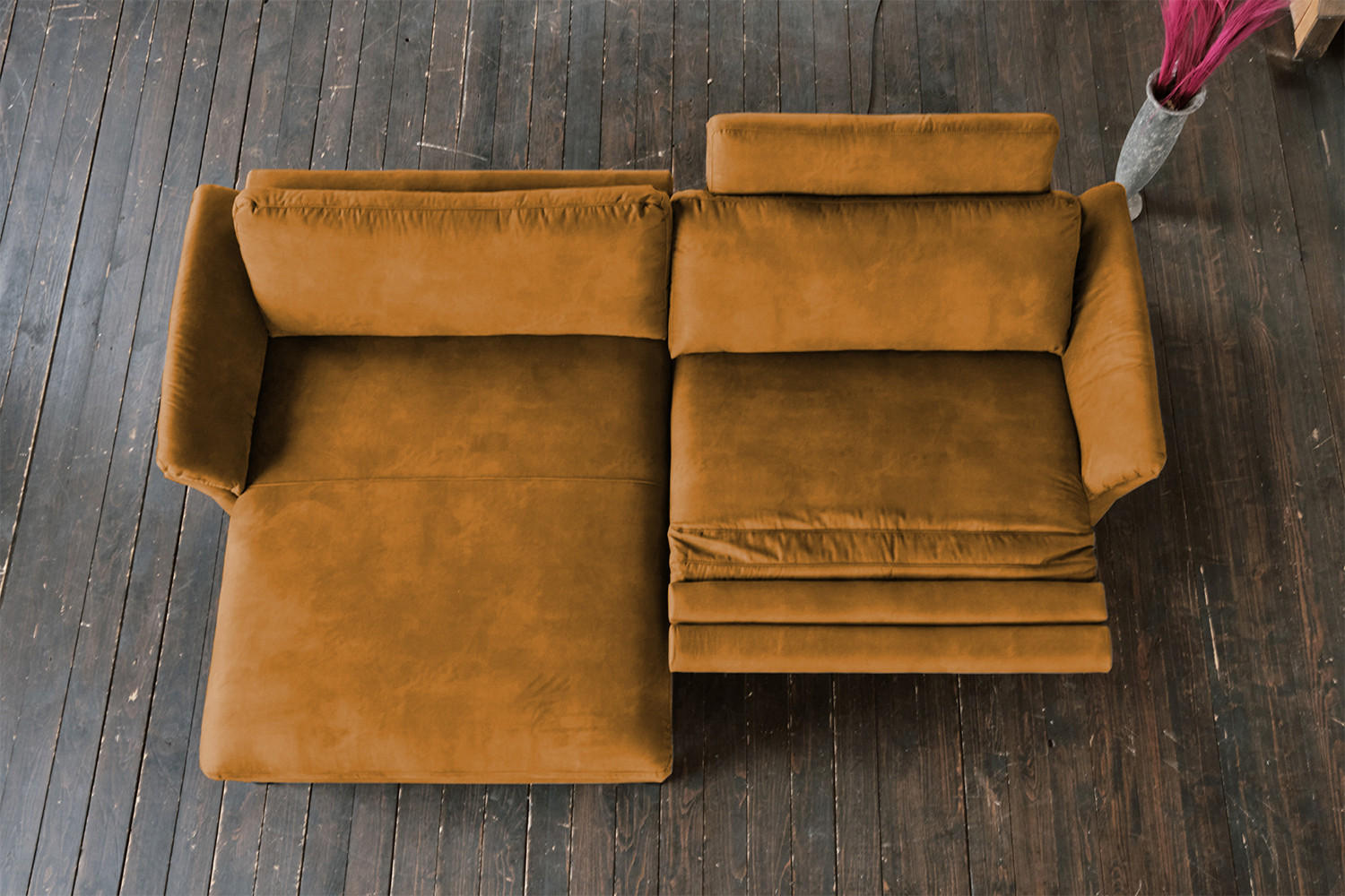 ECKSOFA MIT MOTORISCHER RELAXFUNKTION MALTA Rotbraun Webstoff - Rotbraun/Cognac, Buchenholz/Textil (302/175cm) - KAWOLA