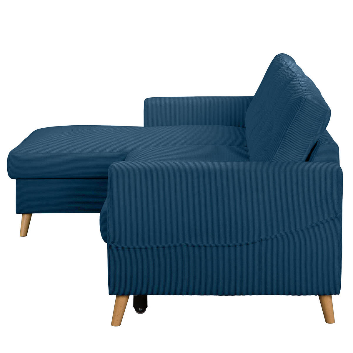 ECKSOFA mit Longchair - Blau/Braun, Holz/Textil (223/148cm) - home24