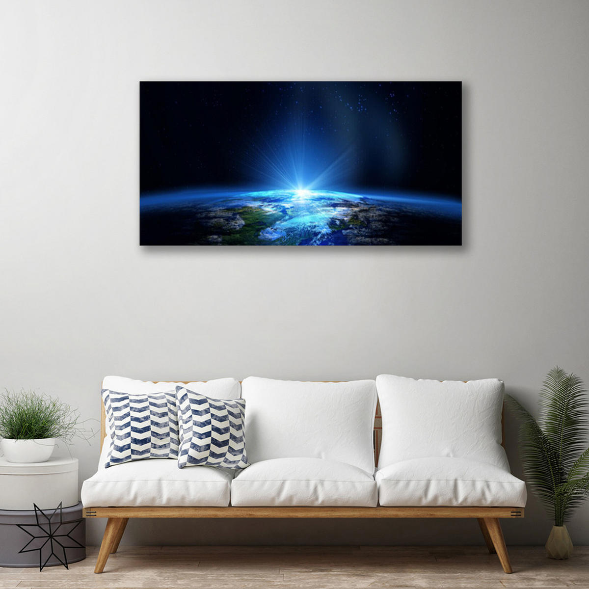 LEINWANDBILD 100x50 cm Planetenhorizont - Dunkelblau, Textil (100/4cm) - TULUP
