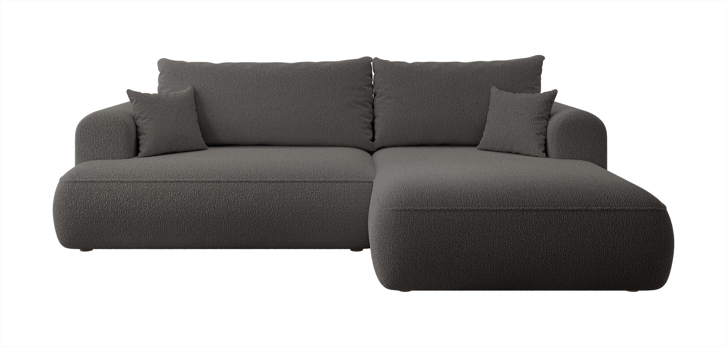 ECKSOFA Ovo Dunkelgrau Boucle - Dunkelgrau/Schwarz, Kunststoff/Textil (260/165cm) - Selsey