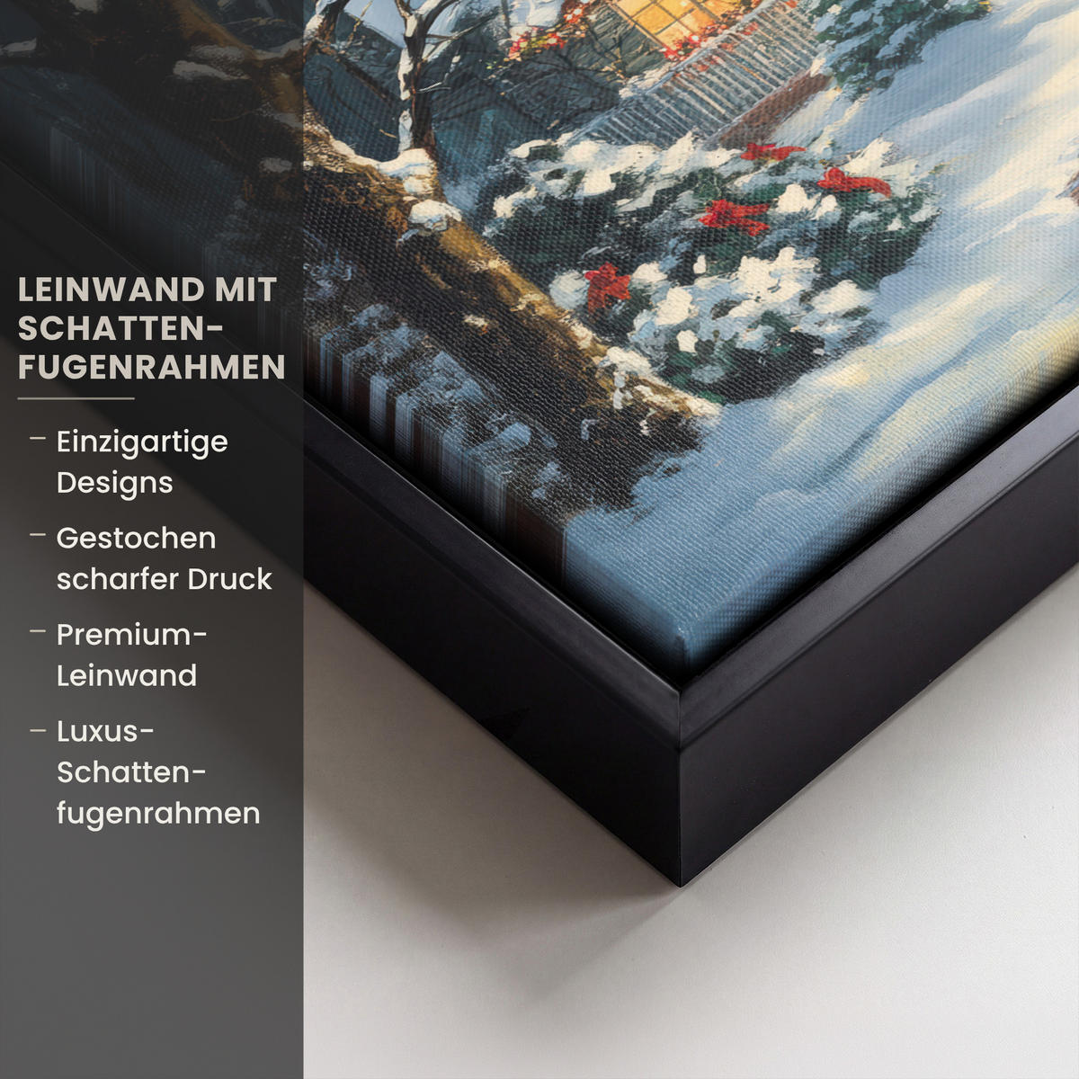 LEINWAND Bilder mit Rahmen - Weihnachten - Weihnachtsbaum - Winter - Zuhause - Schnee - 30x20 - Smaragdgrün, Textil (30/20cm) - MuchoWow