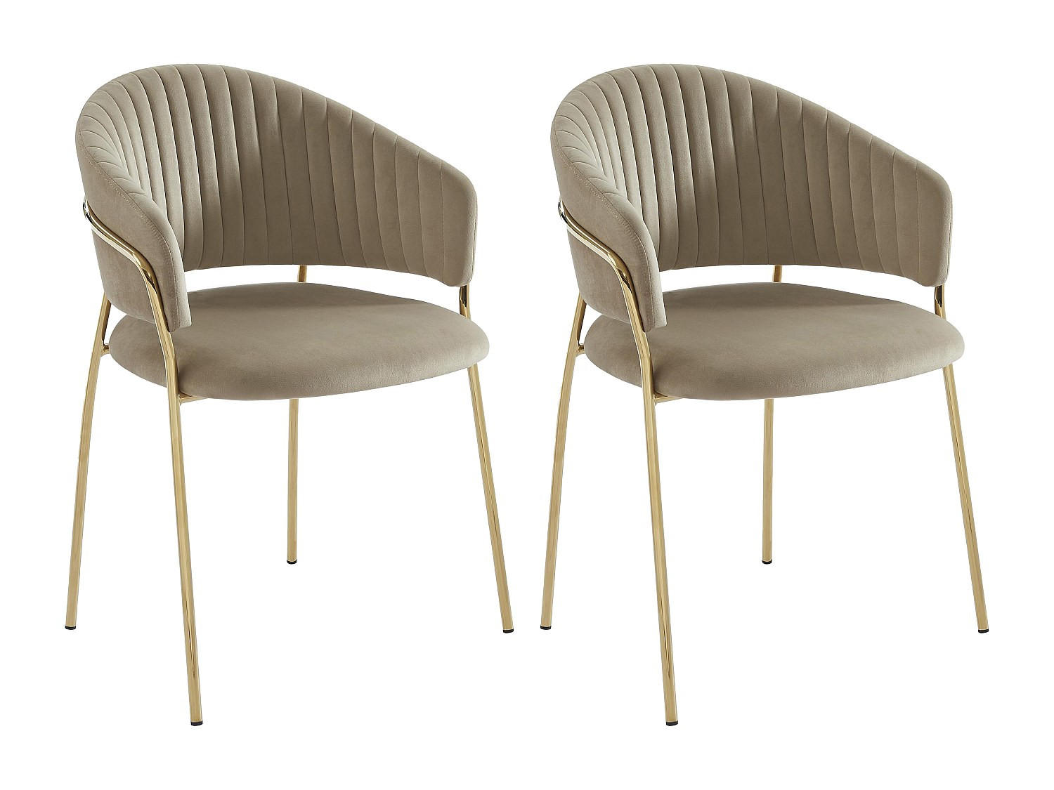 STUHL 2er-Set - Samt & goldfarbenes Metall - Beige - MADOLIA - Beige, Textil (55/81/55cm) - Pascal Morabito