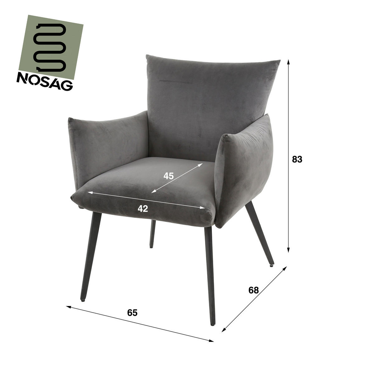 ESSZIMMERSTUHL Lobby Grau 68/65/83 cm - Grau, Textil (65/83/68cm) - Hoyz Collection