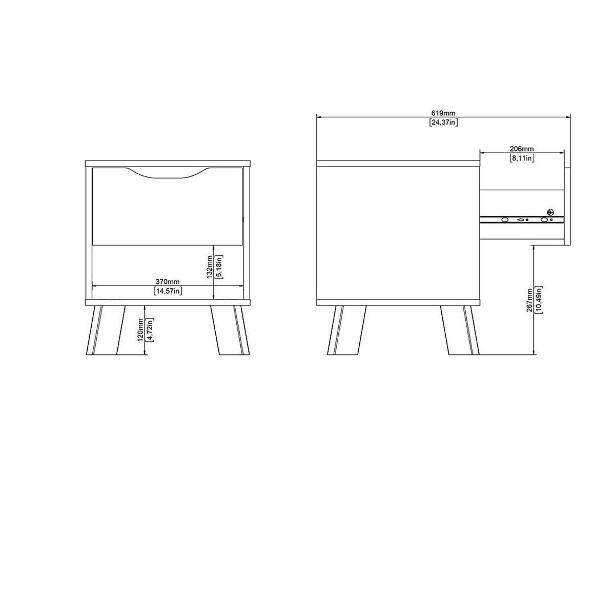 NACHTTISCH, Ikast, Eiche, Holzwerkstoff, 41 x 40 x 48 cm - Eichefarben, Holzwerkstoff (41/48/40cm) - ebuy24