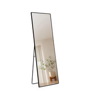 STANDSPIEGEL für Schlafzimmer & Diele, Schwarz, Alurahmen 150 x 40 cm - Schwarz, Glas/Metall (2/150/40cm) - SHOPENTRA