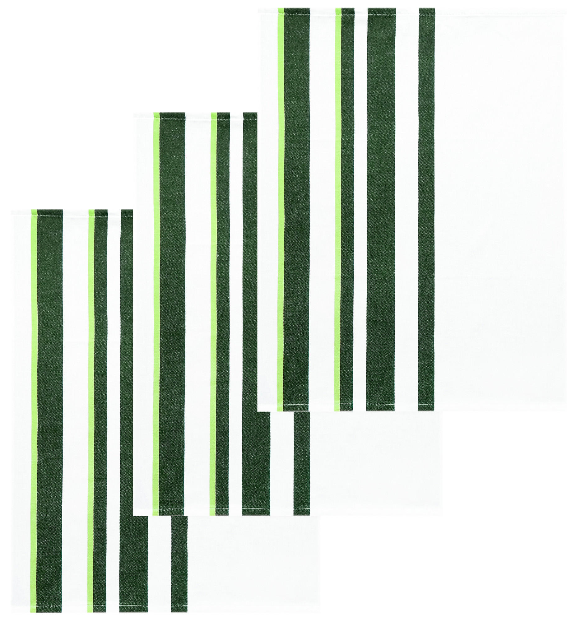 GESCHIRRTÜCHER Halbleinen 50x70 cm, 3er Set, Grün - Weiß - Weiß/Grün, Textil (50/70cm) - Lashuma
