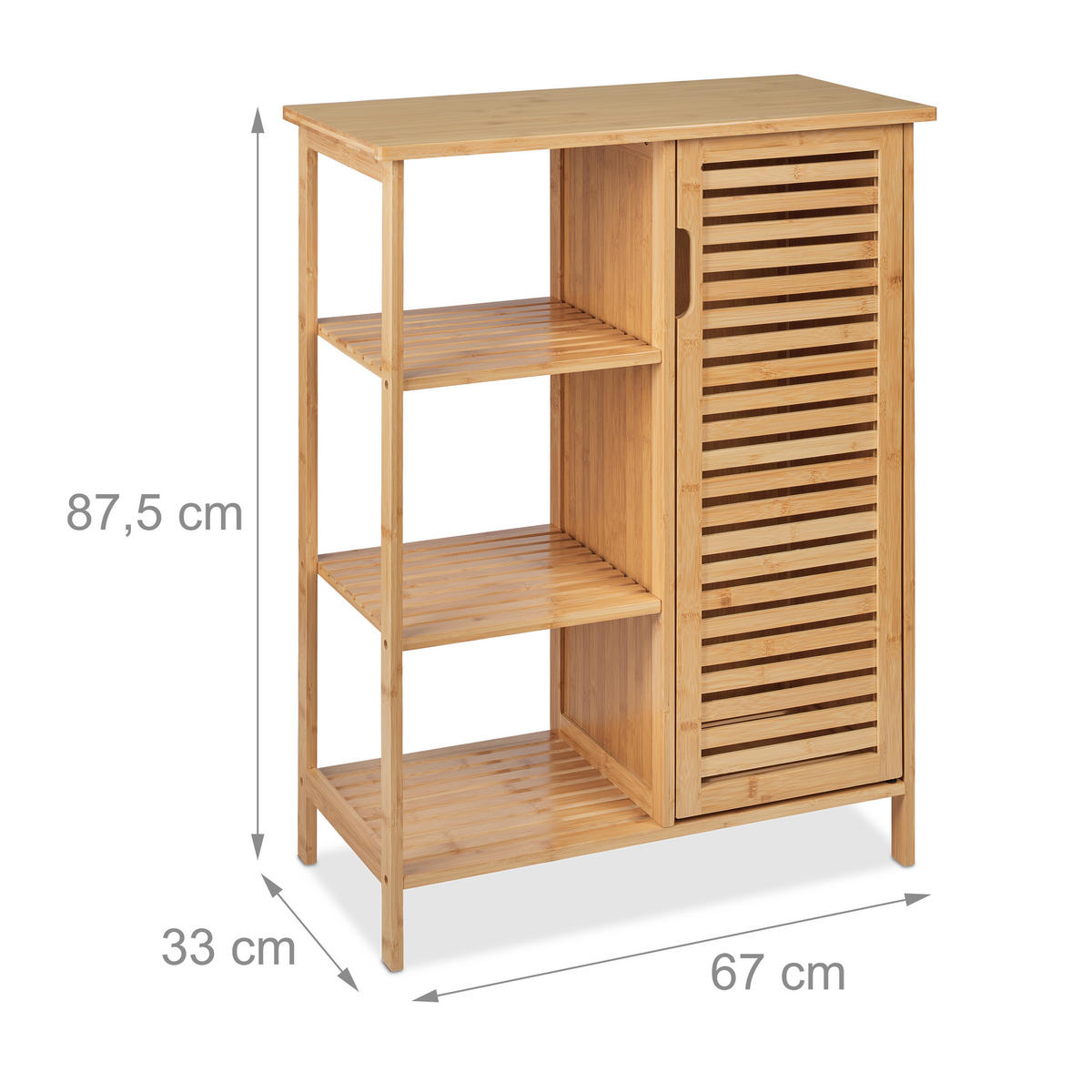 KÚPEĽŇOVÝ regál - svetlohnedá, drevo/kompozitné drevo (67/87.5/33cm) - Relaxdays