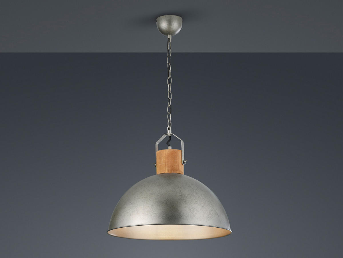 LED-PENDELLEUCHTE Ø45cm, Lampenschirm Metall Holz - Silberfarben, Metall (45/45/150cm) - meineWunschleuchte