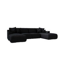 WOHNLANDSCHAFT GUSTO Cordstoff Schwarz inkl. Schlaffunktion - Chromfarben/Schwarz, Kunststoff/Textil (306/96/194cm) - 99rooms