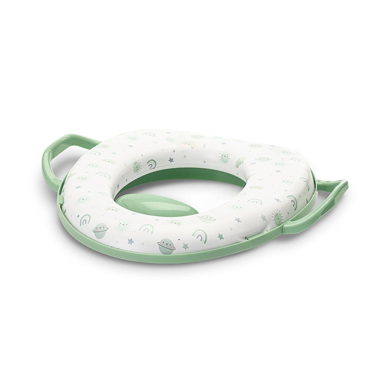 TOILETTENTRAINER 1013068 weiß grün Toilettensitz, Handgriffe, abnehmbares Sitzkissen, Spritzschutz - Grün, Kunststoff (34/30cm) - Lorelli