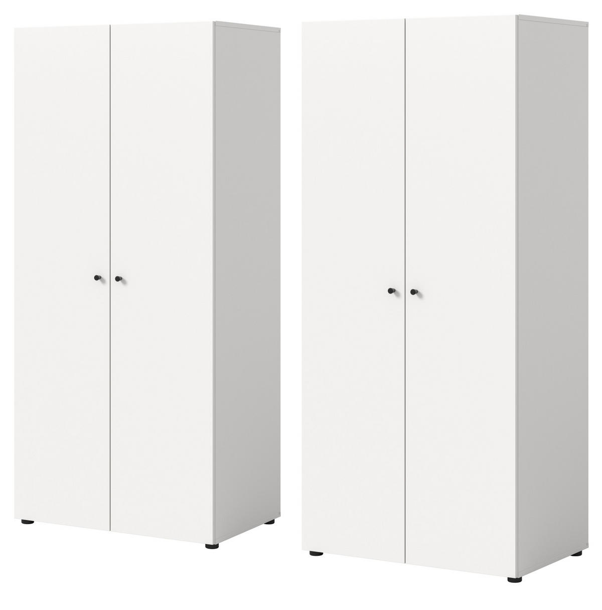 KLEIDERSCHRANK weiß 4-türig 160 cm, Drehtürenschrank mit Kleiderstangen - Schwarz/Weiß, Holzwerkstoff/Kunststoff (160/176/51cm) - Inn.Furn