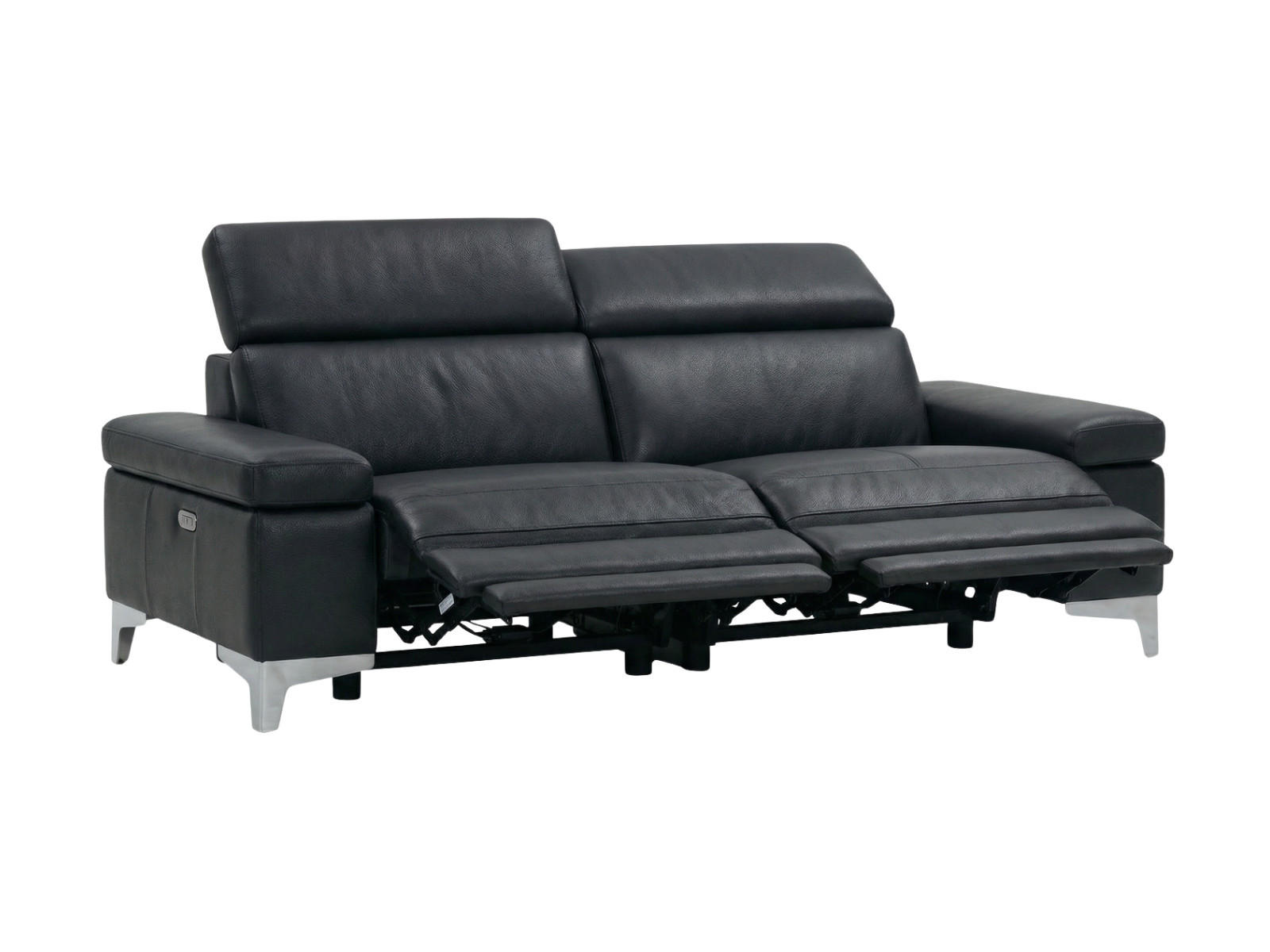 2-SITZER Sofa Talisman Echtleder mit 2 x Relaxfunktion Schwarz - Schwarz, Leder/Metall (172/80/100cm)