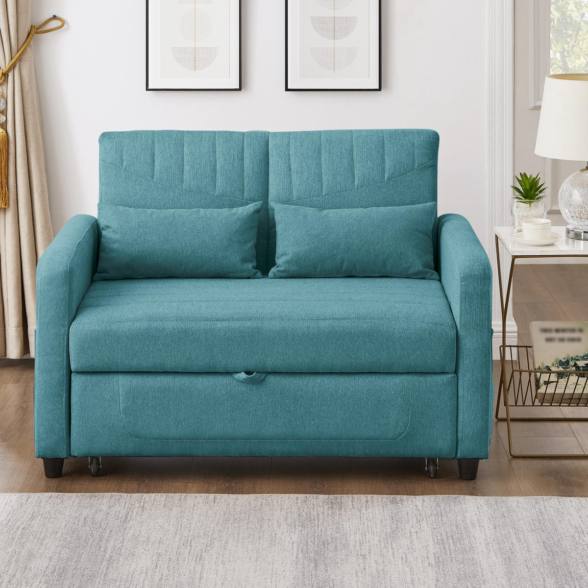 SOFABETT 114/77/82,5 cm Antikblau Grün - Jadegrün, Textil (77/82.5/114cm)