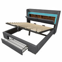 STAURAUMBETT 180/200 cm DE-00603, in Grau, hydraulischem Bettkasten - Grau, Metall (180/200cm) - ComfortXL