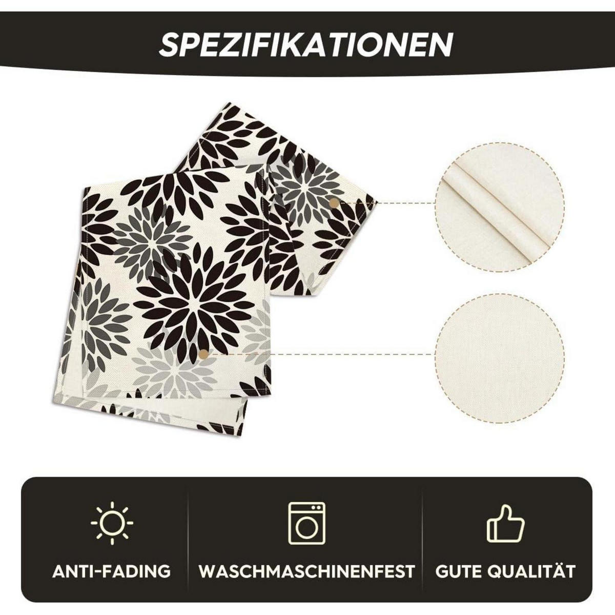 TISCHLÄUFER Blumenmuster Schwarz 40 x 180 cm - Multicolor, Textil (180/40/1.5cm)
