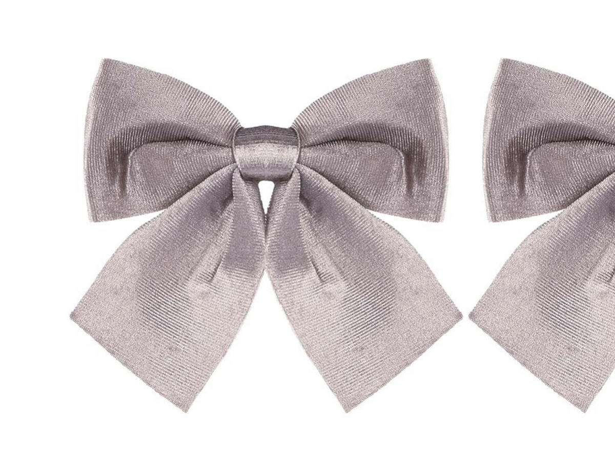 WEIHNACHTSSCHLEIFEN 2er-Set Schleife silber glänzend 13 × 13 cm - Silberfarben, Kunststoff (13cm) - LAALU