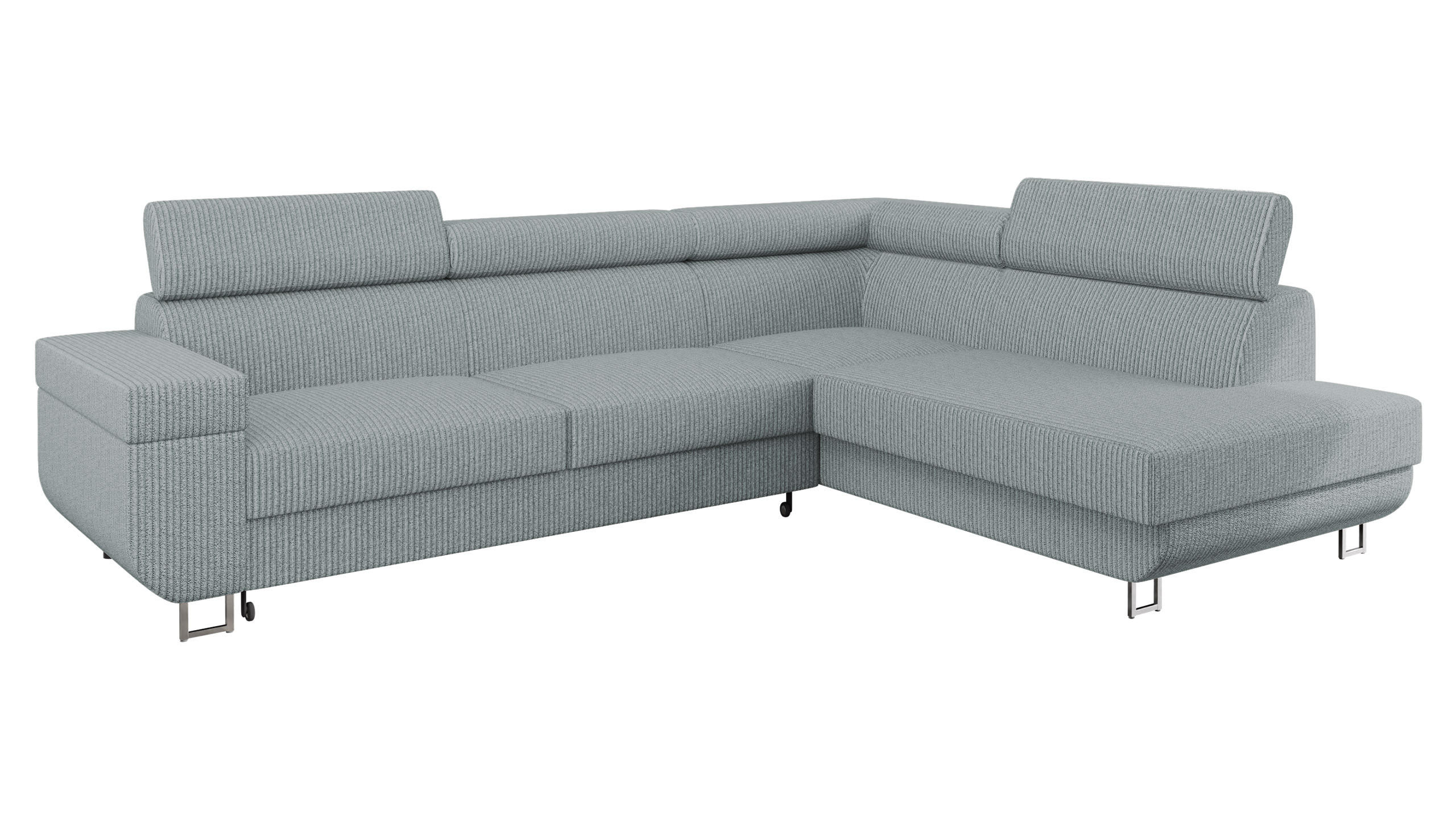 ECKSOFA Fonti Cord, Seite: Rechts - Grau, Holz/Textil (253/188cm) - MIRJAN24