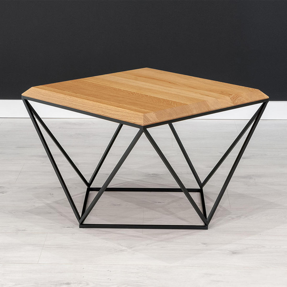 COUCHTISCH Arbor aus massivem Eichenholz 100x100 cm - Eichefarben/Schwarz, Holz/Metall (100/100/41cm) - Danzz