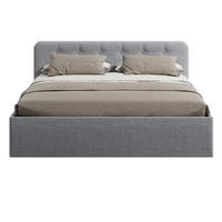 POLSTERBETT mit verstellbarem Lattenrost & Bettkasten, Bonnell-Matratze, 200 x 200 cm in Grau - Grau, Holzwerkstoff/Textil (200/200cm) - Home Collective