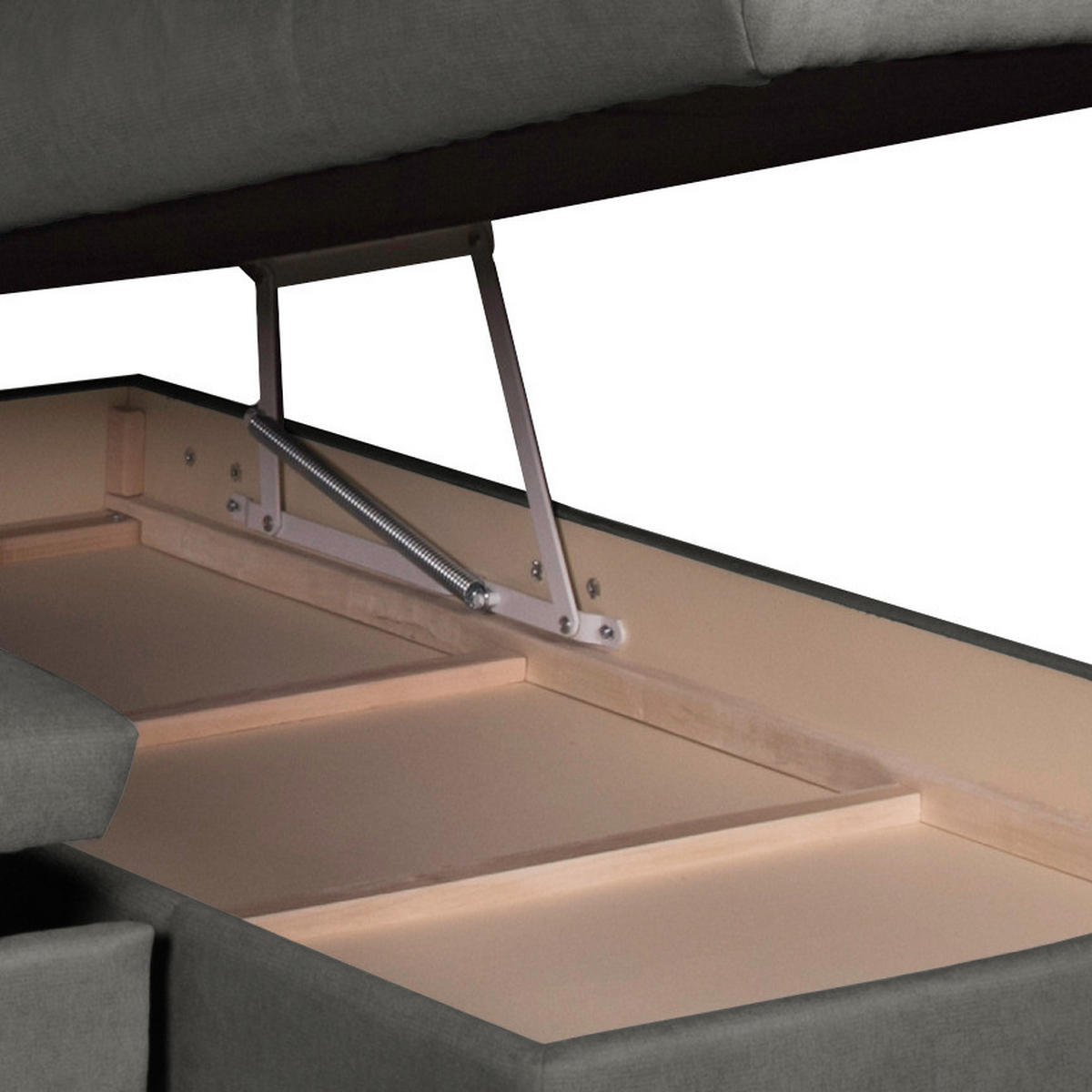 ECKSOFA mit Schlaffunktion - Velours - Dunkelgrau, Textil (262/206cm) - home24