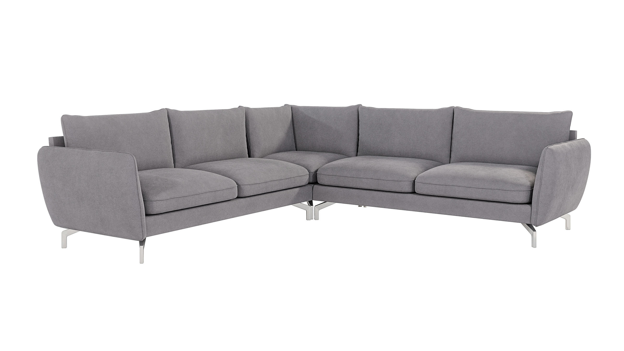 ECKSOFA Elou Grau Microfaser - Chromfarben/Grau, Holz/Textil (276/276cm) - S-Style Möbel