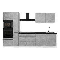 KUCHYŇSKÝ KOUT R-Line, Beton/Bílá, 310 cm pracovná doska antracitová - šedá/bílá, kompozitní dřevo (310/206.8/60cm) - Vicco