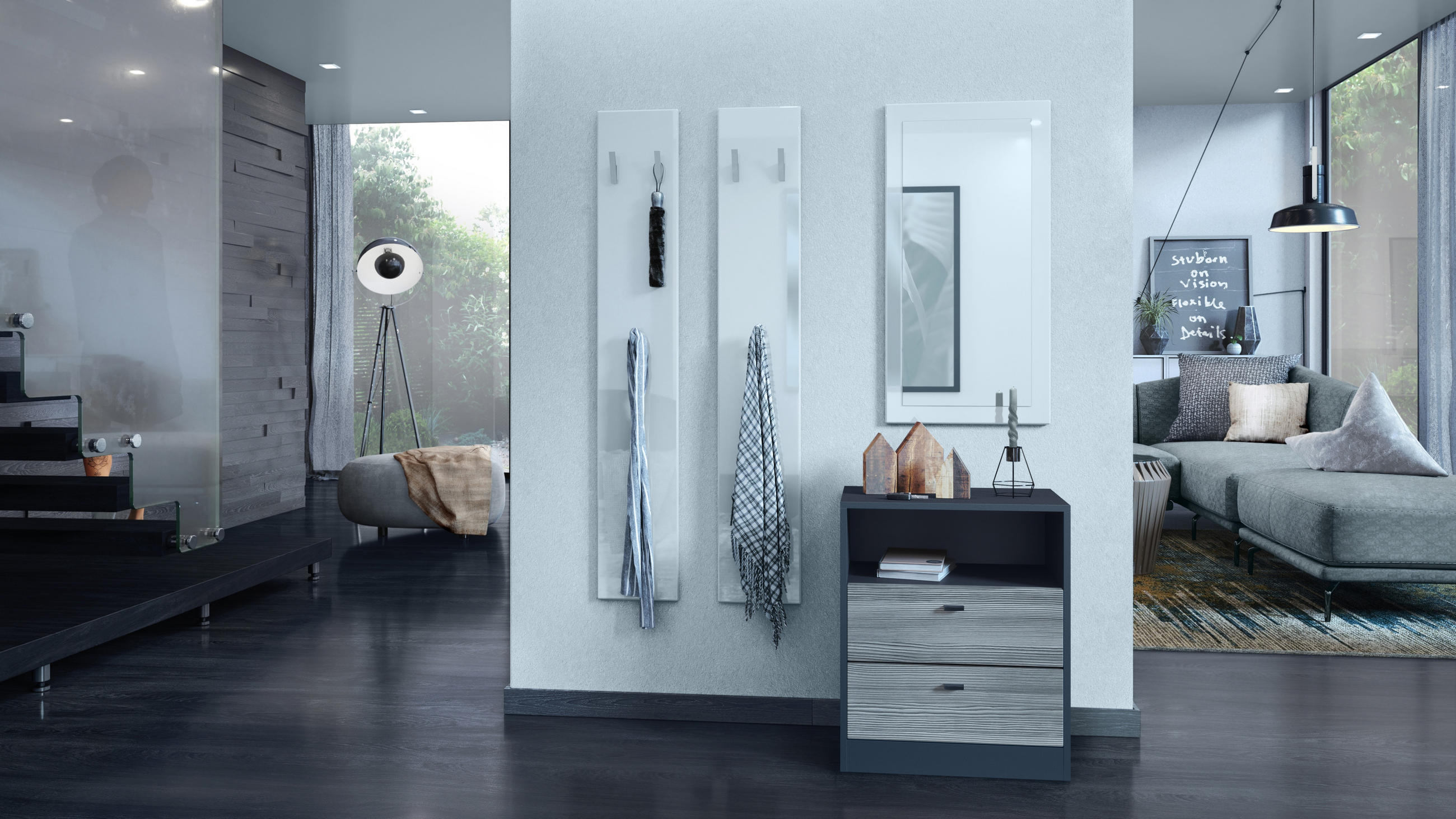 KOMMODE Pino Fronten in Avola-Anthrazit - Anthrazit, Holzwerkstoff (56/67.5/36cm) - Vladon