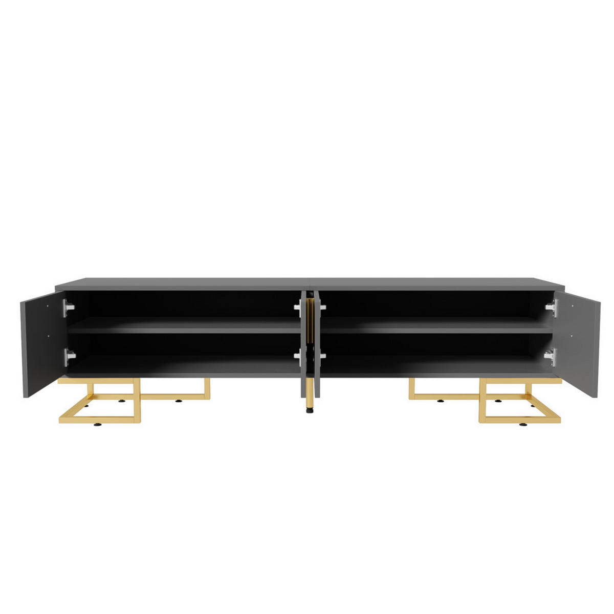 TV-SCHRANK Lowboard Goldene Griffe Füße 70-79 Zoll Schwarz Grau - Grau, Holz (49/13.5/99.5cm) - FLIEKS